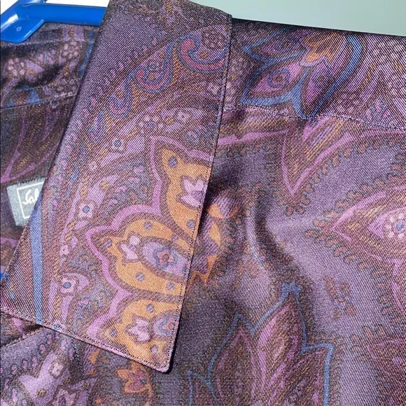 Salvatore Ferragamo Purple Paisley Dress Shirt - Picture 3 of 14